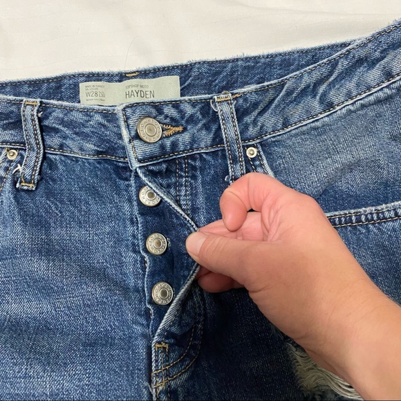 Topshop Moto Hayden Ripped Boyfriend Button Fly Jean Blue 28 - Picture 7 of 14
